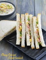 Cheesy Corn and Carrot Sandwich, Travel Sandwich recipe