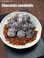 chocolate snowballs recipe | Indian no bake chocolate coconut snowballs | double chocolate snowballs |