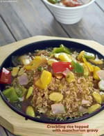 Crackling Rice Topped with Manchurian Gravy recipe