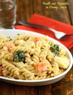 Fusilli and Vegetables in Creamy Sauce recipe
