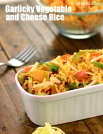 vegetable cheese rice recipe | Indian style cheesy vegetable rice | garlic vegetable cheese rice |
