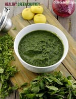healthy green chutney recipe | low calorie green chutney | pudina onion chutney