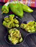 instant chilli pickle recipe | quick bhavnagri chilli pickle |