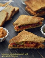spicy garlic hummus sandwich recipe | Lebanese hummus sandwich |
