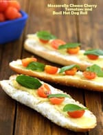 Mozzarella Cheese, Cherry Tomatoes and Basil Hot Dog Roll recipe, Quick Snacks Recipes- Indian