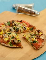 Mushroom, Sweet Corn and Spinach Pizza recipe