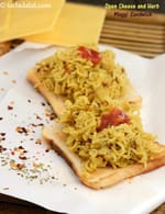 open cheese and herb maggi toast recipe | quick maggi sandwich |