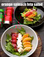 orange spinach feta salad recipe | baby spinach strawberry orange salad | healthy antioxidant rich Indian salad |