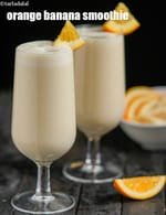 orange banana smoothie recipe | orange banana smoothie for weight loss | Indian orange banana smoothie with yogurt |