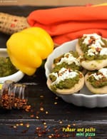 Paneer and Pesto Mini Pizza recipe