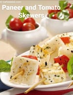 Paneer and Tomato Skewers ( Paneer Snacks ) recipe