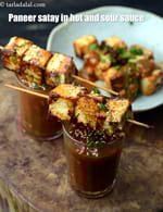 paneer satay in hot and sour sauce recipe | Indian paneer satay |
