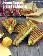 potato cheese grilled sandwich recipe | grilled aloo cheese sandwich | Indian potato cheese grilled sandwich |