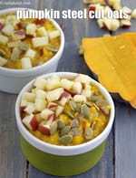 pumpkin steel cut oats | Indian red pumpkin oats | healthy kaddu oats breakfast |