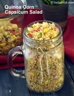 Quinoa corn capsicum salad recipe | quinoa salad | Quinoa corn capsicum in lemon herb dressing |