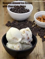roasted almond ice cream recipe | roasted almond ice cream with chocolate chips |