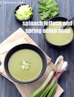 spinach lettuce and spring onion soup recipe | healthy green spring soup | Indian style |