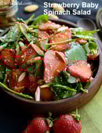 strawberry baby spinach salad recipe | Indian style strawberry, spinach almond salad |