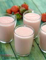 healthy strawberry honey milkshake recipe | strawberry milkshake with almond milk