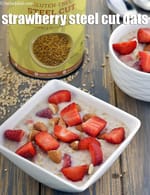 strawberry steel cut oats | strawberry steel cut oatmeal | healthy vegan strawberry steel cut oatmeal |