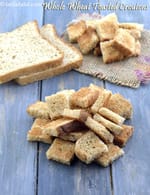 whole wheat toasted croutons recipe | homemade Indian whole wheat croutons | easy whole wheat croutons