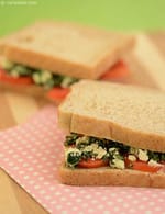 Tomato , Basil and Feta Cheese Sandwich recipe