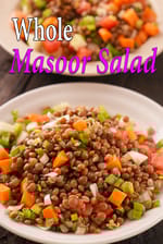 whole masoor salad recipe | healthy whole red lentil Indian salad | protein rich masoor salad |