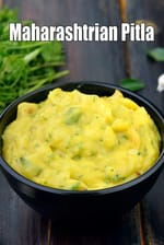 pitla recipe | Maharashtrian pitla | besan pitla |  Maharashtrian pitla with chawal bhakri |