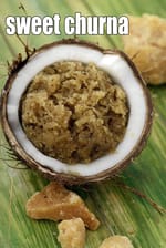 churna recipe | jaggery coconut accompaniment for dosa | South Indian sweet side dish for dosa |