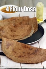 4 flour dosa recipe | mixed flour dosa | jowar bajra ragi and whole wheat flour dosa |