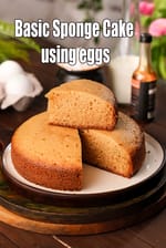 basic sponge cake using eggs recipe | vanilla sponge cake without oven | pressure cooker basic vanilla sponge cake  |