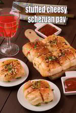 stuffed cheesy schezuan pav recipe | cheesy stuffed schezwan pav | Indian |