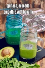 spinach, avocado smoothie with banana recipe | healthy palak basil banana smoothie |