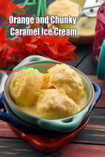 Orange and Chunky Caramel Ice Cream recipe |  Indian Style Homemade Orange Candy Ice Cream |