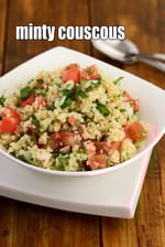 minty couscous recipe | healthy minty couscous salad | Indian style couscous |