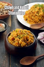 Chawli and Kabuli Chana Pulao recipe, Indian Recipes