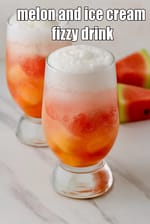 melon and ice cream fizzy drink recipe | watermelon ice cream soda float |
