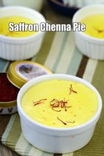 Saffron Chenna Pie recipe |  Baked Saffron Chenna Pie |