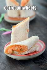carrot pinwheels recipe | carrot sandwich rolls for kids | carrot stuffed sandwich roll |