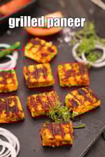 grilled paneer recipe | Indian grilled cottage cheese | grilled paneer on grill pan |