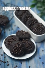 eggless brookies recipe | Indian eggless brownie cookies | dark chocolate brookies |