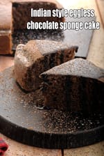 Indian style eggless chocolate sponge cake recipe | eggless chocolate sponge cake |