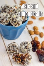date and almond balls recipe | almond date balls healthy Indian dessert |