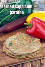 herbed capsicum paratha recipe | healthy shimla mirch paratha |