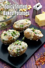 Stuffed Baked Potatoes | Indian style microwave Stuffed Baked Potatoes |