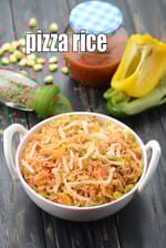 pizza rice recipe | Indian style pizza rice bowl | kids school tiffin box recipe |