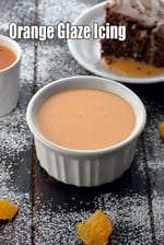orange glaze icing | eggless orange glaze | orange glaze icing for cakes, cookies, biscuits, muffins |