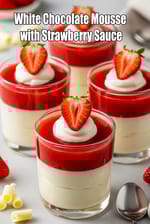 White Chocolate Mousse with Strawberry Sauce | eggless white chocolate mousse | Indian style mousse |