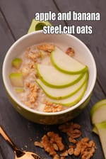 apple and banana steel cut oats recipe | vegan banana apple steel cut oatmeal with almond milk |