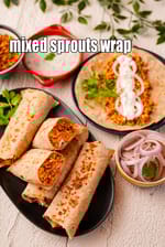 mixed sprouts wrap |  healthy vegetable mixed sprouts wrap for diabetes, heart, iron, protein, calcium rich |